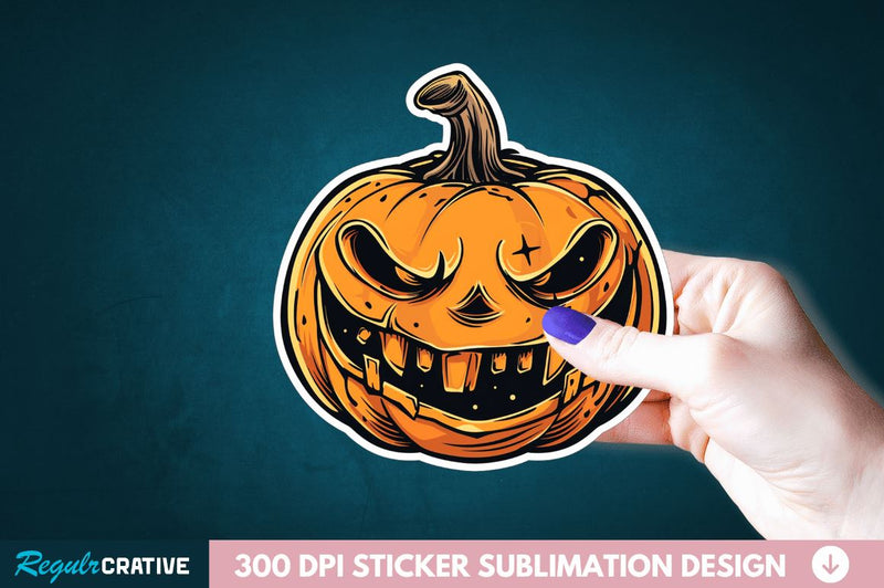 Halloween Pumpkin Sticker Clipart Sublimation Regulrcrative 