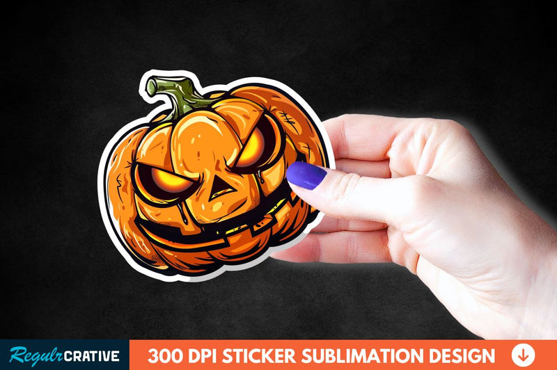 Halloween Pumpkin Sticker Clipart Sublimation Regulrcrative 