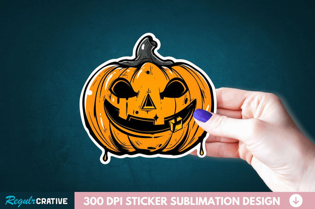 Halloween Pumpkin Sticker Clipart Sublimation Regulrcrative 