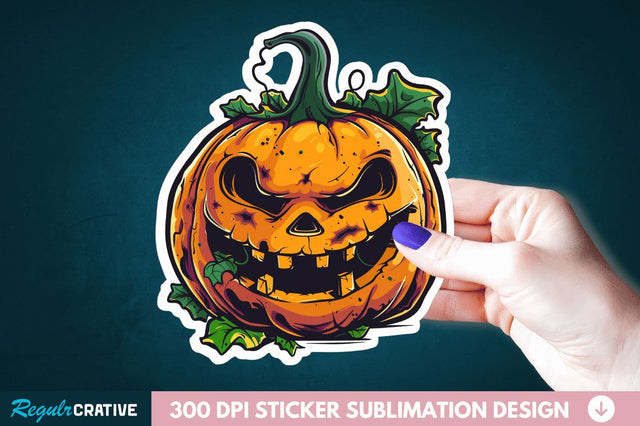 Halloween Pumpkin Sticker Clipart Sublimation Regulrcrative 