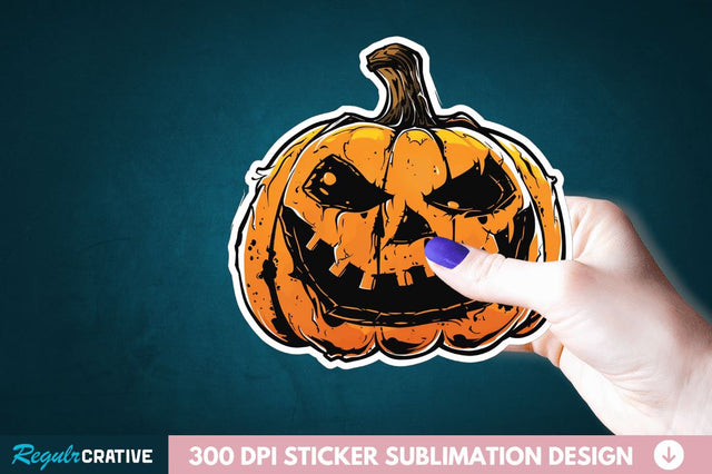 Halloween Pumpkin Sticker Clipart Sublimation Regulrcrative 