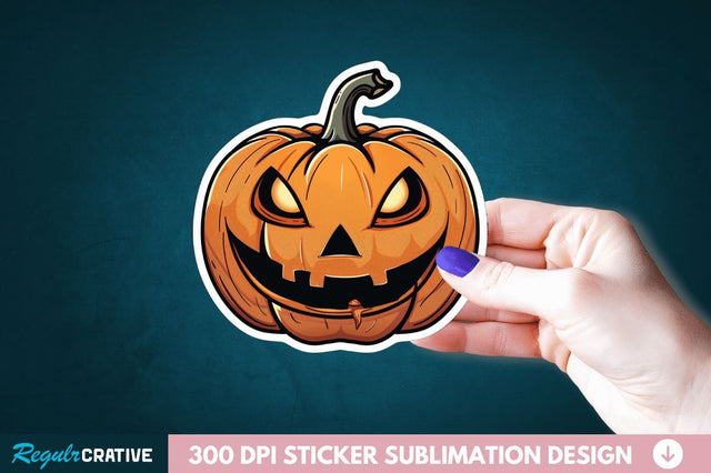 Halloween Pumpkin Sticker Clipart Sublimation Regulrcrative 