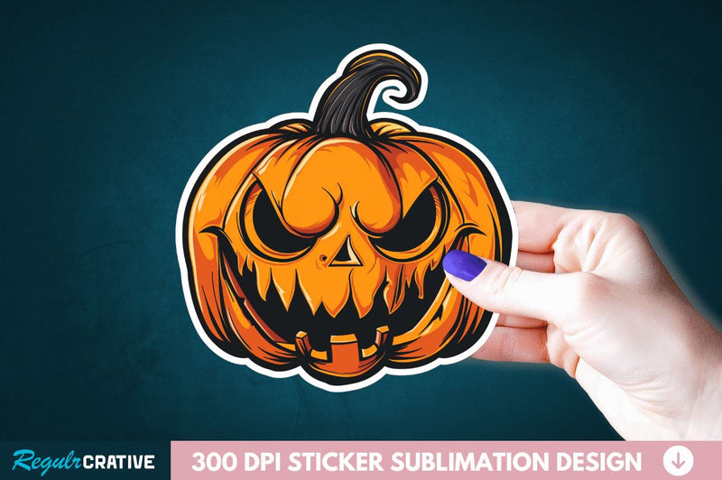 Halloween Pumpkin Sticker Clipart Sublimation Regulrcrative 