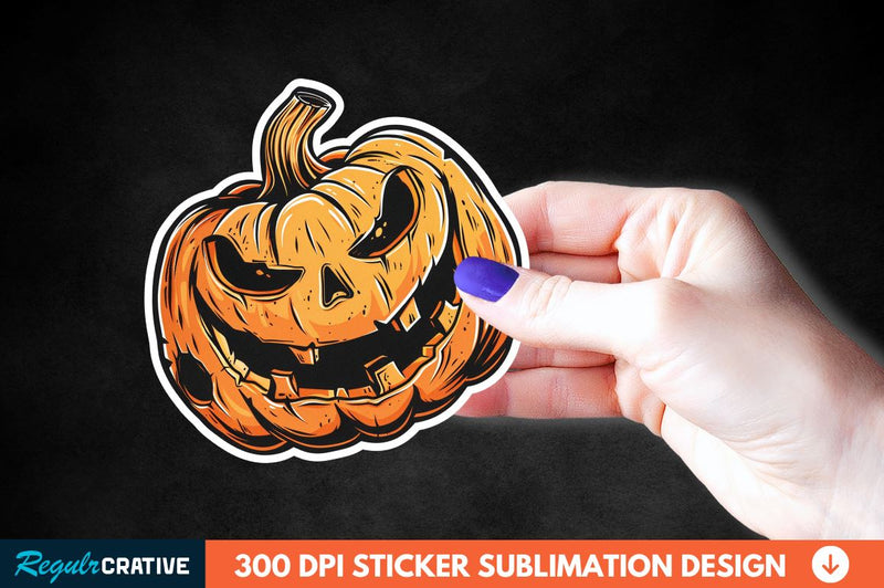 Halloween Pumpkin Sticker Clipart Sublimation Regulrcrative 