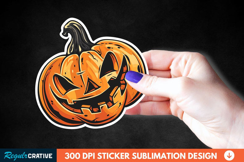 Halloween Pumpkin Sticker Clipart Sublimation Regulrcrative 
