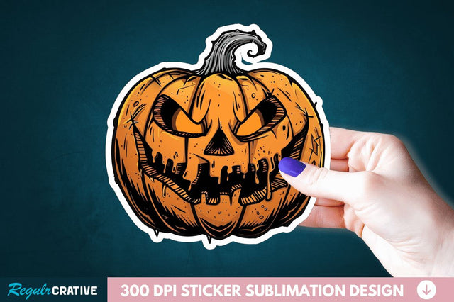 Halloween Pumpkin Sticker Clipart Sublimation Regulrcrative 
