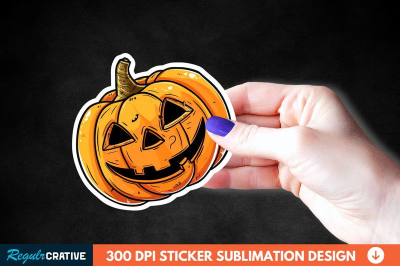 Halloween Pumpkin Sticker Clipart Sublimation Regulrcrative 