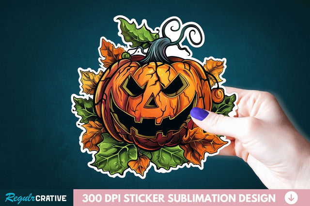 Halloween Pumpkin Sticker Clipart Sublimation Regulrcrative 