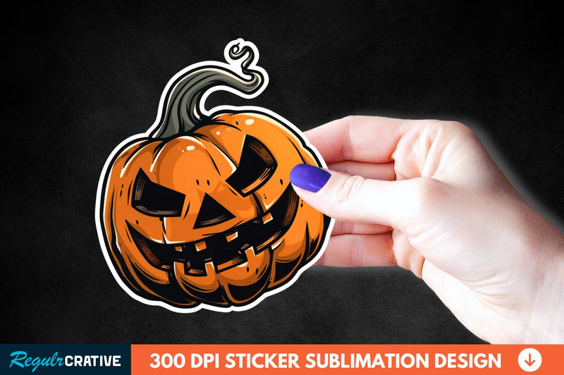 Halloween Pumpkin Sticker Clipart Sublimation Regulrcrative 