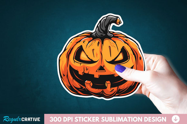 Halloween Pumpkin Sticker Clipart Sublimation Regulrcrative 