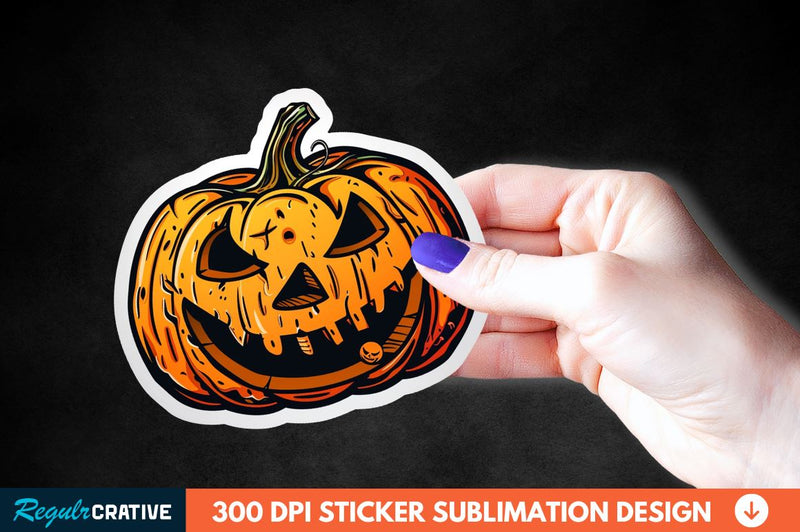 Halloween Pumpkin Sticker Clipart Sublimation Regulrcrative 