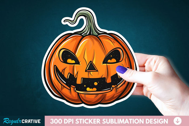 Halloween Pumpkin Sticker Clipart Sublimation Regulrcrative 
