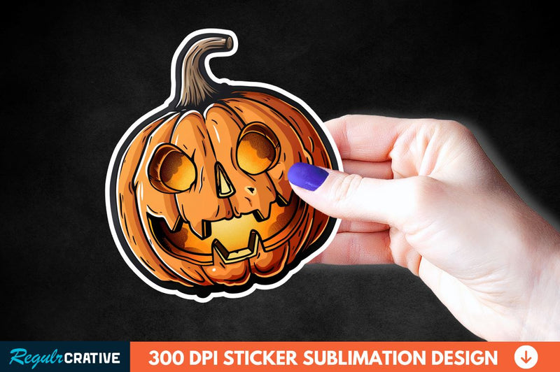 Halloween Pumpkin Sticker Clipart Sublimation Regulrcrative 