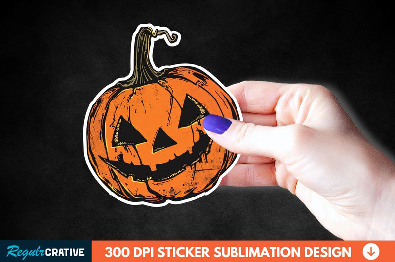 Halloween Pumpkin Sticker Clipart Sublimation Regulrcrative 
