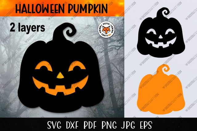 Halloween Pumpkin SVG, Jack O Lantern Paper Cut 3D Paper Digital Craftyfox 