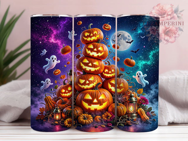 Halloween Pumpkin Tower 20oz Tumbler, Pumpkin Tower, Halloween Design, Spooky Vibes, Festive Charm, Holiday Theme, 20oz Wrap, Sublimation Tumbler Sublimation Li Zamperini 
