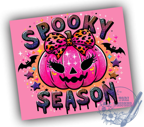 Halloween Pumpkin Tumbler, Spooky Season Drinkware, 20oz Tumbler, Sublimation Design, Sparkly Mug, Fall Decor, Halloween Gift, Personalized Tumbler Sublimation ToriDesigns 