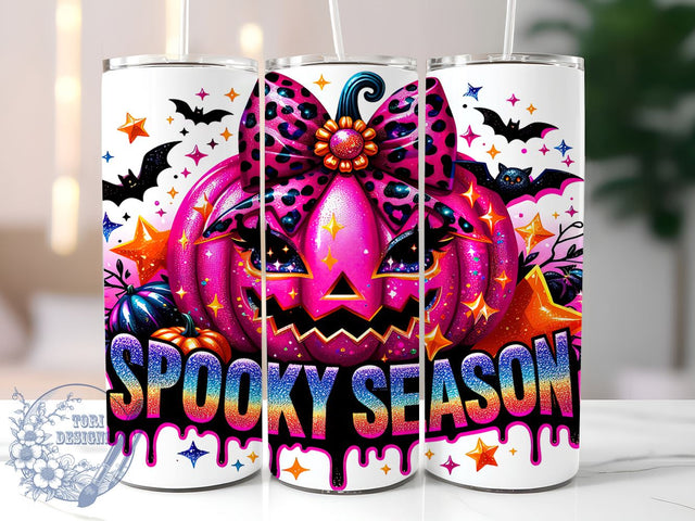 Halloween Pumpkin Tumbler, Spooky Season Drinkware, 20oz Tumbler, Sublimation Design, Sparkly Mug, Fall Decor, Halloween Gift, Personalized Tumbler Sublimation ToriDesigns 