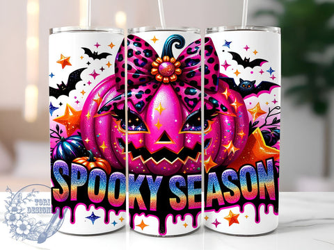 Halloween Pumpkin Tumbler, Spooky Season Drinkware, 20oz Tumbler, Sublimation Design, Sparkly Mug, Fall Decor, Halloween Gift, Personalized Tumbler Sublimation ToriDesigns 