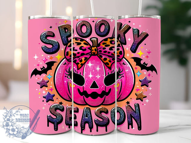 Halloween Pumpkin Tumbler, Spooky Season Drinkware, 20oz Tumbler, Sublimation Design, Sparkly Mug, Fall Decor, Halloween Gift, Personalized Tumbler Sublimation ToriDesigns 