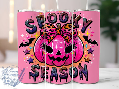 Halloween Pumpkin Tumbler, Spooky Season Drinkware, 20oz Tumbler, Sublimation Design, Sparkly Mug, Fall Decor, Halloween Gift, Personalized Tumbler Sublimation ToriDesigns 
