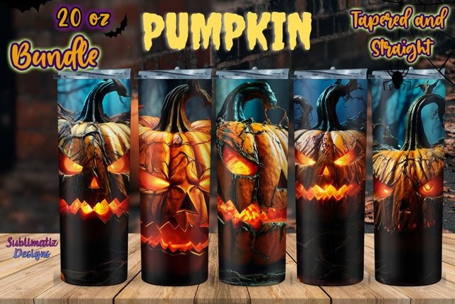 Halloween Pumpkin Tumbler Wrap Bundle 1 | Halloween 20 oz Skinny Tumbler Wrap Sublimation Designs Sublimation Sublimatiz Designs 
