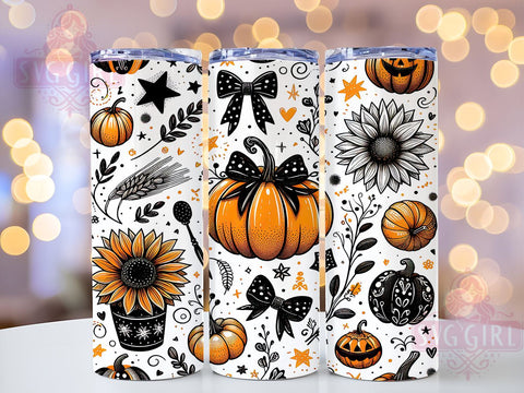 Halloween Pumpkin Tumbler Wrap, Halloween Bows Tumbler, 20oz Sublimation Design, Fall Tumbler Wrap, Spooky Season Drinkware, Pumpkin Decor Tumbler, Halloween Gifts Sublimation SvggirlplusArt 