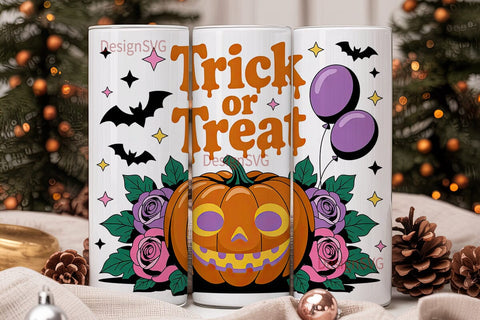 Halloween Pumpkin Tumbler Wrap Sublimation DesignSVG 