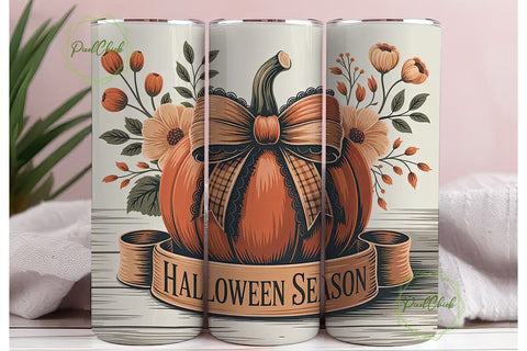 Halloween Pumpkin Tumbler Wrap Sublimation PixelChick 