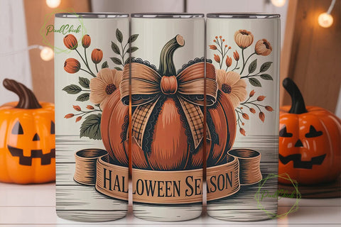 Halloween Pumpkin Tumbler Wrap Sublimation PixelChick 