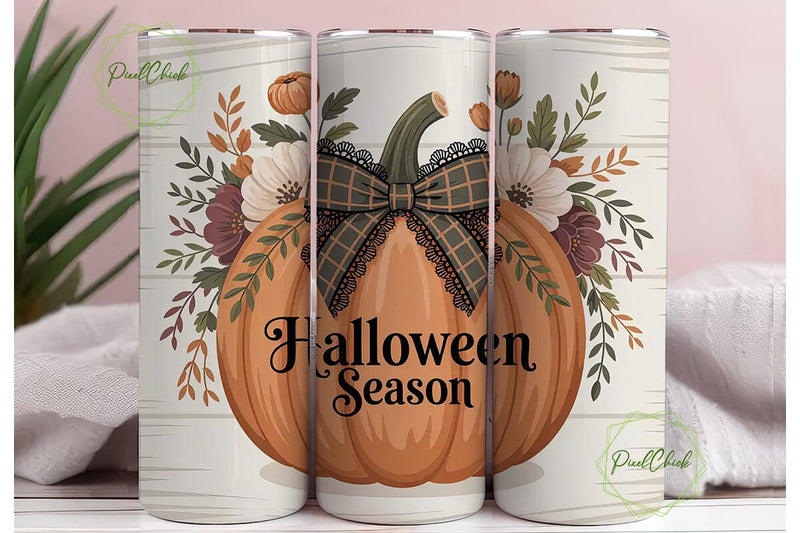 Halloween Pumpkin Tumbler Wrap Sublimation PixelChick 