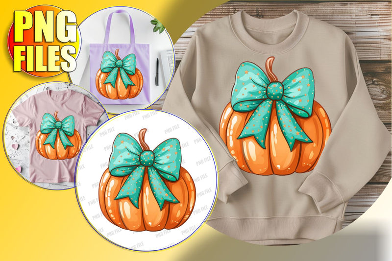 Halloween Pumpkin with Bow for Sublimation - Fall PNG Sublimation afrosvg 