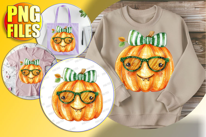 Halloween Pumpkin with Bow Sublimation Clipart - Autumn PNG Sublimation afrosvg 