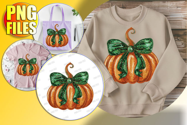 Halloween Pumpkin with Bow Sublimation Design - Fall PNG Sublimation afrosvg 