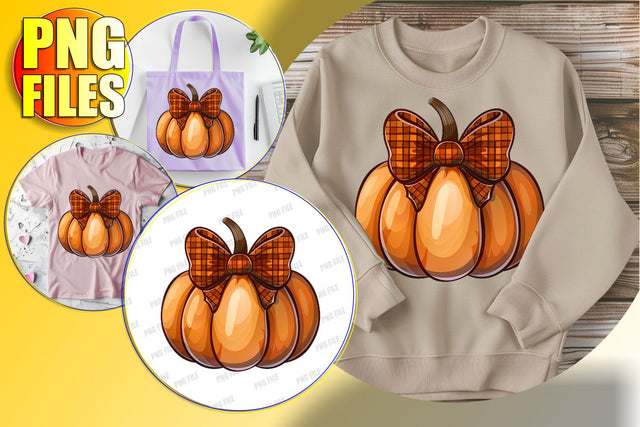 Halloween Pumpkin with Coquette Bow Clipart for Sublimation Sublimation afrosvg 