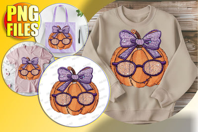 Halloween Pumpkin with Coquette Bow Design - Fall Clipart Sublimation afrosvg 