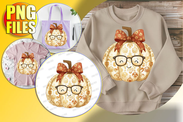 Halloween Pumpkin with Coquette Bow Design - Fall Clipart Sublimation afrosvg 