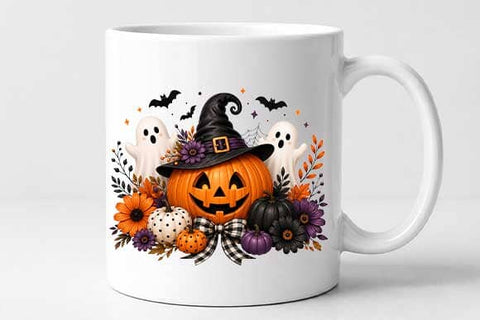 Halloween Pumpkin with Ghosts PNG, Sublimation Design SVG BillahCrafts 