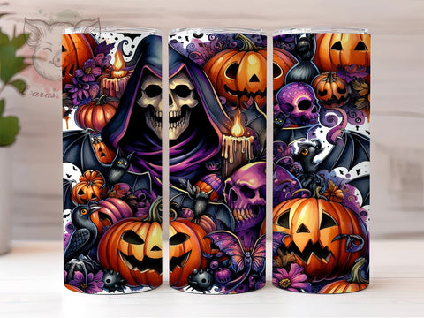 Halloween Pumpkins 20 oz Skinny Tumbler Sublimation Design, Straight & Tapered Tumbler Png, Spooky Vibes Tumbler Png, Digital Download PNG Sublimation Lara' s Designs 