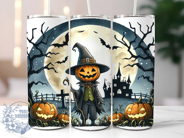 Halloween Pumpkins 20oz Skinny Tumbler, Halloween Tumbler Png, Straight & Tapered Tumbler Wrap, Instant Digital Download Sublimation ToriDesigns 