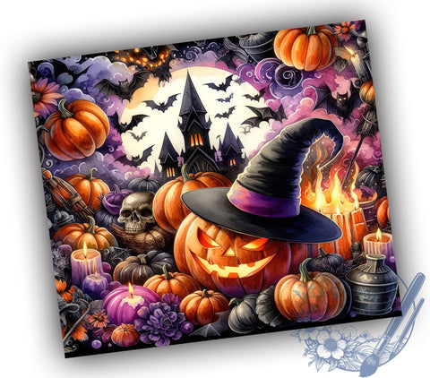 Halloween Pumpkins 20oz Skinny Tumbler PNG, Spooky Pumpkin Tumbler Sublimation Wrap, Straight & Tapered Tumbler Wrap, Instant Digital Download Sublimation ToriDesigns 