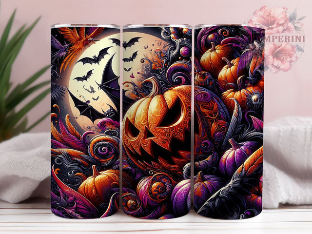 Halloween Pumpkins 20oz Tumbler Wrap PNG, Spooky Pumpkin Tumbler PNG Sublimation Design, Straight & Tapered Tumbler Wrap, Instant Digital Download Sublimation Li Zamperini 