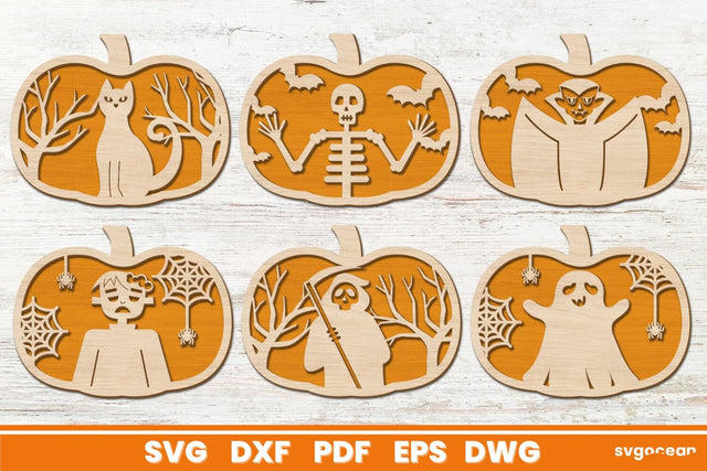 Halloween Pumpkins Laser Cut Bundle SVG SvgOcean 
