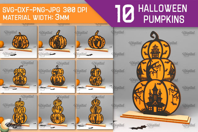 Halloween Pumpkins LaserCut Bundle. Halloween Decoration SVG SVG Evgenyia Guschina 