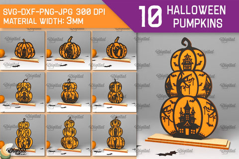 Halloween Pumpkins LaserCut Bundle. Halloween Decoration SVG SVG Evgenyia Guschina 