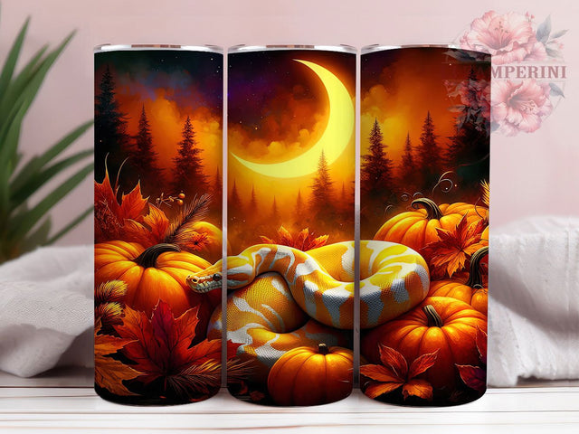 Halloween Python Snake Fall Tumbler, Reptile Tumbler, October Vibes, Fall Season Wrap, Halloween Snake, Sublimation Cup, 20Oz Tumbler Sublimation Li Zamperini 