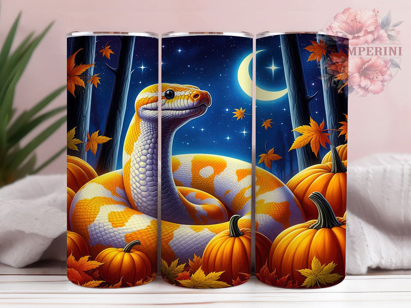 Python Sublimated Designs Halloween Python Snake Fall Tumbler, Reptile Tumbler, October Vibes ...