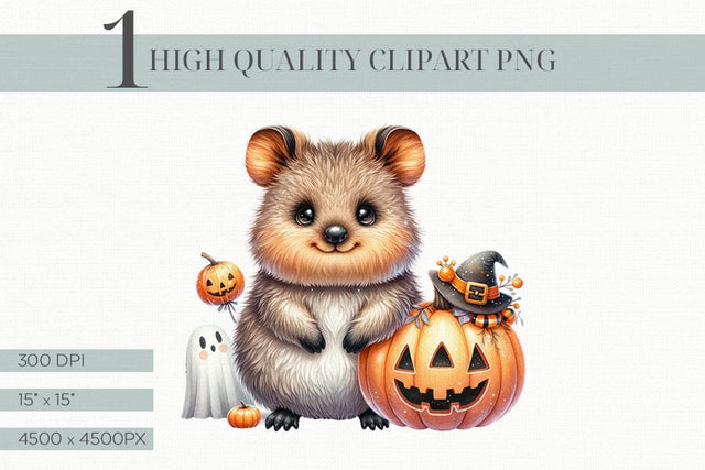 Halloween Quokka Clipart, Adorable Australian Wildlife PNG Sublimation BijouBay 
