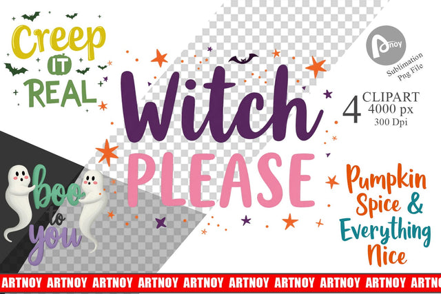 Halloween Quotes Clipart Sublimation artnoy 