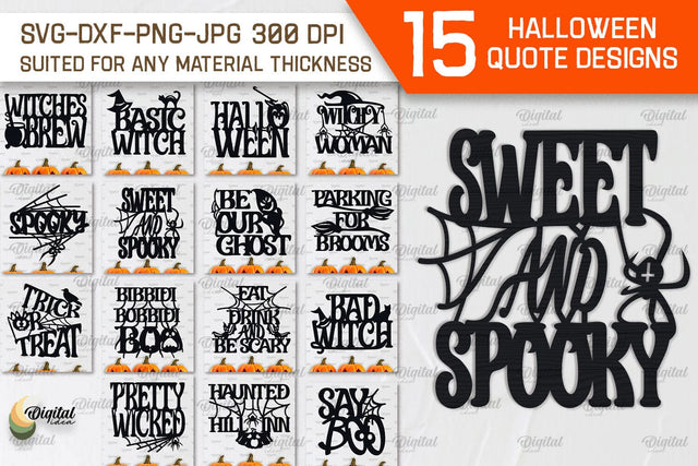 Halloween Quotes Laser Cut Bundle. Spooky Halloween SVG SVG Evgenyia Guschina 